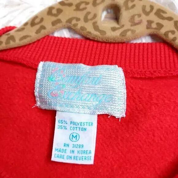 VINTAGE 80's Comfort Exchange Christmas Cute Dogs Ski Red Nightgown Unisex M - Picture 5 of 9